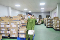 Cơ quan điều tra thu giữ hàng ngàn hộp sữa giả. Ảnh: Bộ Công an
