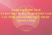 Danh sách Chủ tịch Ủy ban Mặt trận Tổ quốc Việt Nam các tỉnh, thành phố trực thuộc Trung ương