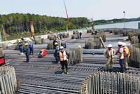 Dự án cầu Phước An nối thị xã Phú Mỹ, tỉnh Bà Rịa - Vũng Tàu và huyện Nhơn Trạch, tỉnh Đồng Nai dự kiến hoàn thành tháng 12/2027. Ảnh: Ngọc Tuấn