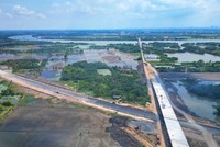 Dự án Đường Vành đai 3 TP.HCM chỉ còn 13 tháng để hoàn thành khối lượng công việc còn lại. Ảnh: Song Lê