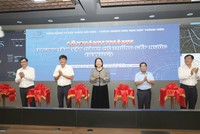 Lãnh đạo SAWACO và Trung tâm Chuyển đổi số TP.HCM cắt băng khánh thành Trung tâm Vận hành hệ thống cấp nước (SWOC)