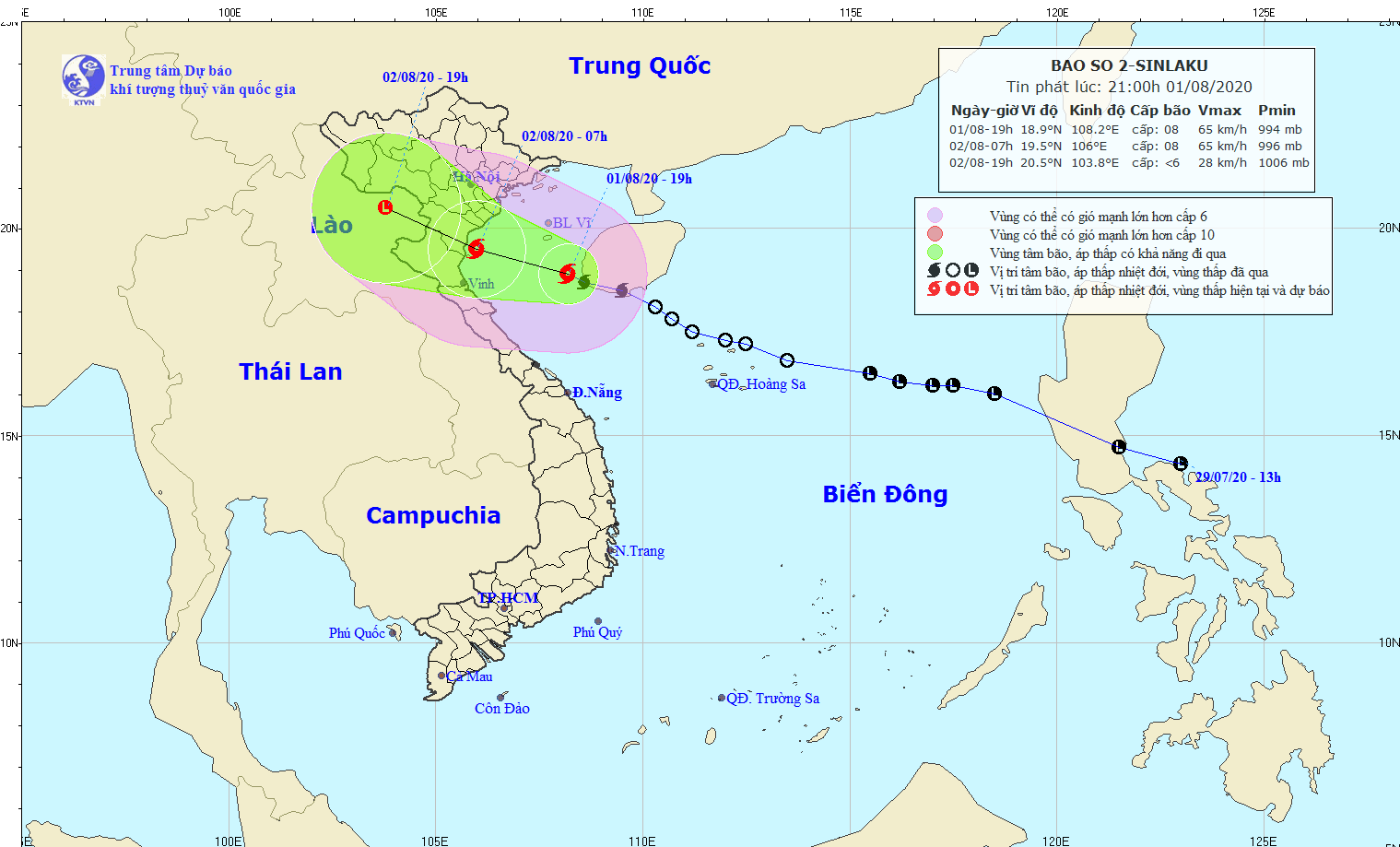 Ngày 2/8, Bão số 2 – SINI AKU có thể đổ bộ vào đất liền, gây giông lốc, gió giật mạnh, mưa lớn