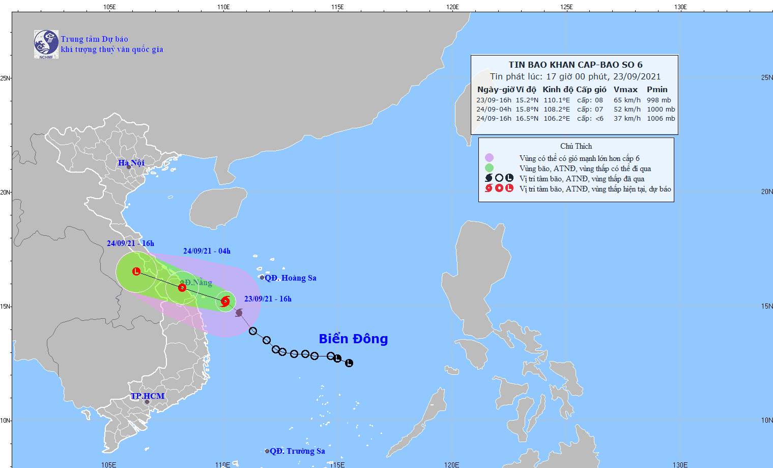 Bão số 6 cách bờ biển Bình Định khoảng 130 km