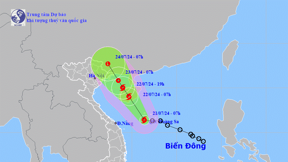 Hướng di chuyển của cơn bão số 2. Nguồn: nchmf