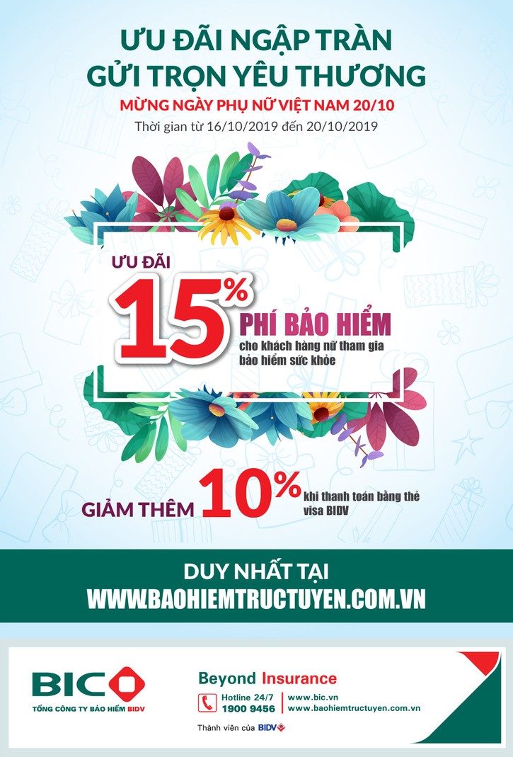 BIC giảm tới 25% phí bảo hiểm sức khỏe nhân ngày Phụ nữ Việt Nam ảnh 1 BIC giảm tới 25% phí bảo hiểm sức khỏe nhân ngày Phụ nữ Việt Nam ảnh 1