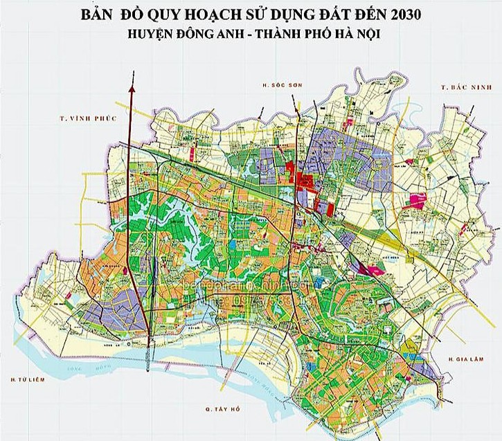 Bản đồ quy hoạch diện tích đất của huyện Đông Anh