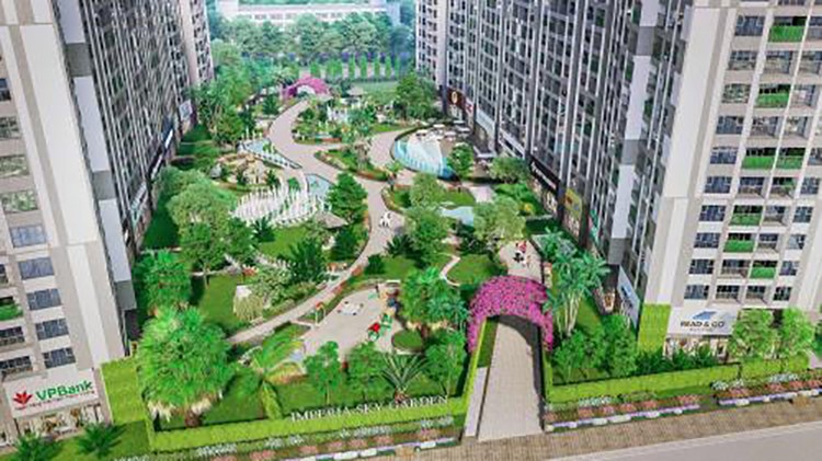 Phối cảnh dự án Imperia Sky Garden đang được chào bán rầm rộ. Ảnh: TTXVN