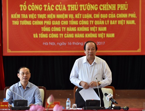 Bộ trưởng, Chủ nhiệm VPCP Mai Tiến Dũng, Tổ trưởng Tổ công tác phát biểu tại buổi làm việc. Ảnh: VGP