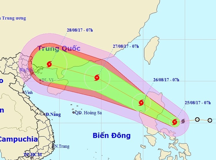 Đường đi của cơn bão. Ảnh: nchmf