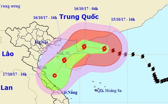 Hướng di chuyển của bão số 11. Ảnh NCHMF