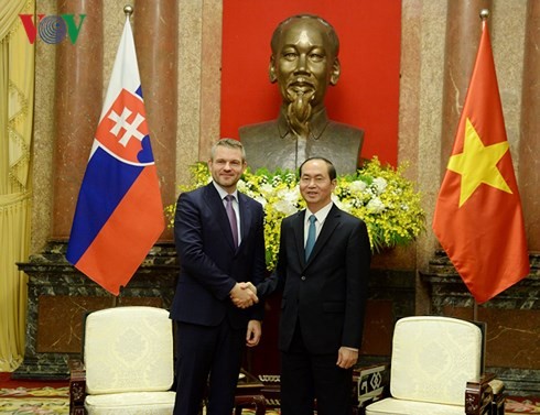 Chủ tịch nước Trần Đại Quang tiếp Phó Thủ tướng Cộng hòa Slovakia Peter Pellegrini . Ảnh: VOV