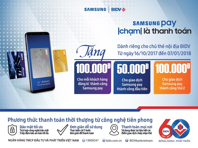 BIDV Samsung pay - Tiện ích thanh toán thẻ của tương lai