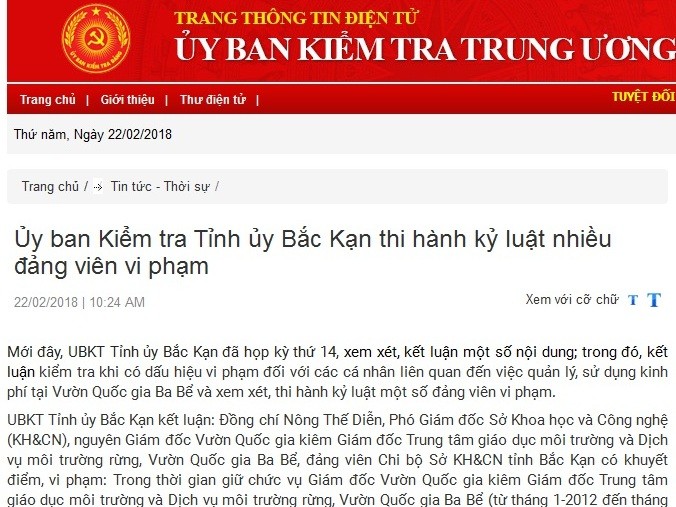 Bắc Kạn kỷ luật Phó Giám đốc Sở; Thượng tá Công an