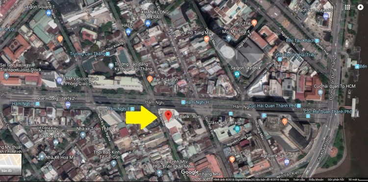 Vị trí lô đất "vàng" được Agribank AMC đấu giá. (Ảnh: Google map)