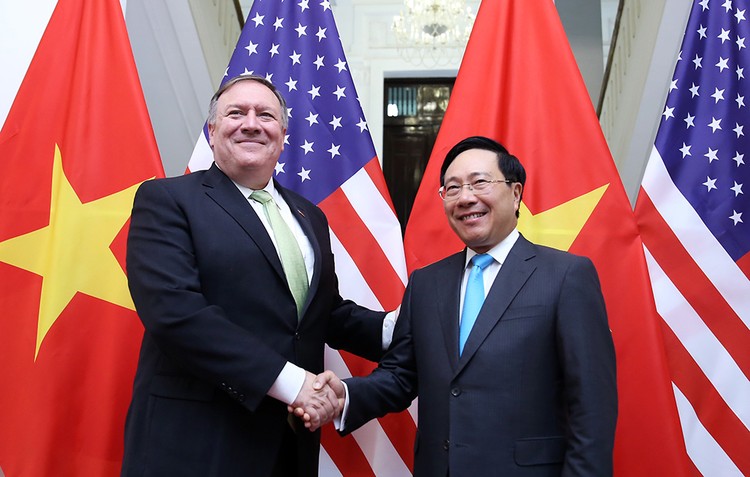 Phó Thủ tướng, Bộ trưởng Bộ Ngoại giao Phạm Bình Minh và Ngoại trưởng Hoa Kỳ Michael Pompeo - Ảnh: VGP