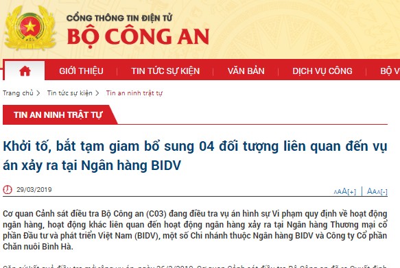 Khởi tố, bắt tạm giam bổ sung 04 đối tượng liên quan đến vụ án xảy ra tại Ngân hàng BIDV