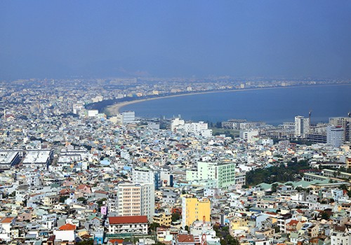 Một góc đô thị Đà Nẵng nhìn từ trên cao. 