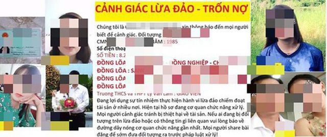 Thông tin các giáo viên bị đối tượng cho vay đưa lên mạng để khủng bố tinh thần.