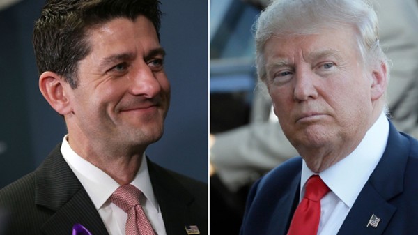 Chủ tịch Hạ viện Paul Ryan và ứng viên tổng thống Mỹ đảng Cộng hoà Donald Trump. Ảnh: ChicagoTribune