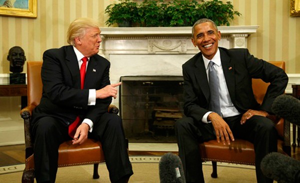Tổng thống Mỹ mới đắc cử Donald Trump và Tổng thống Barack Obama trong cuộc gặp tại Nhà Trắng. Ảnh: Reuters