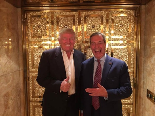 Tổng thống Mỹ đắc cử Donald Trump và lãnh đạo đảng Độc lập Vương quốc Anh Nigel Farage. Ảnh: Facebook