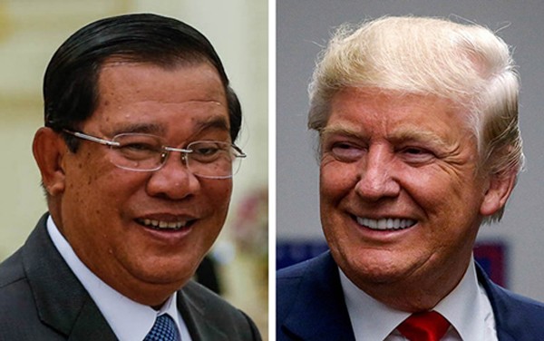 Thủ tướng Campuchia Hun Sen và Tổng thống Mỹ đắc cử Donald Trump. Ảnh: Reuters