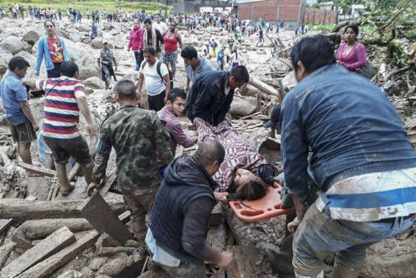 Hiện trường vụ lở đất ở Colombia. Ảnh:AFP