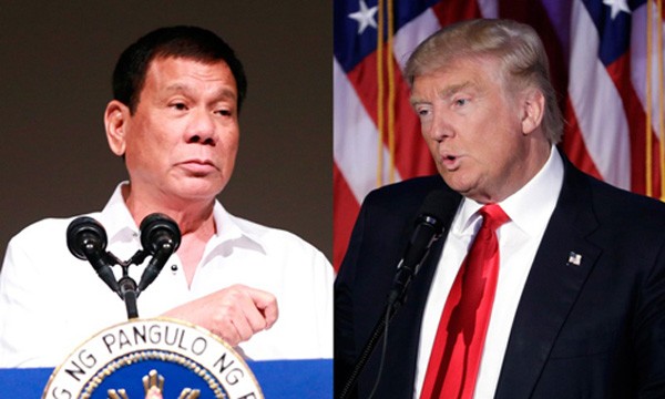 Tổng thống Mỹ Donald Trump, phải, có thể gặp gỡ người đồng cấp Philippines vào cuối năm nay. Ảnh:AP