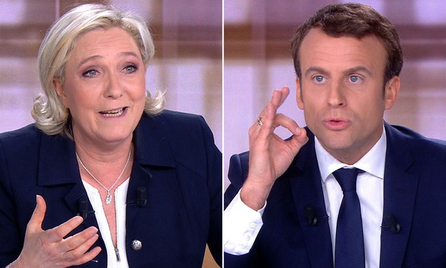 Bà Le Pen và ông Marcon (Ảnh: AFP/Getty)