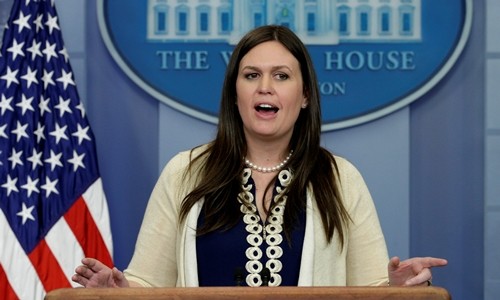 Người phát ngôn Nhà Trắng Sarah Huckabee Sander. Ảnh:Reuters.