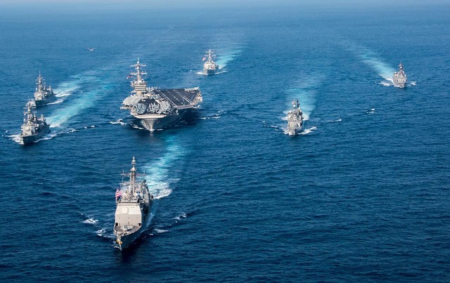 Nhóm tác chiến tàu sân bay USS Carl Vinson của Hải quân Mỹ (Ảnh: The Nation)