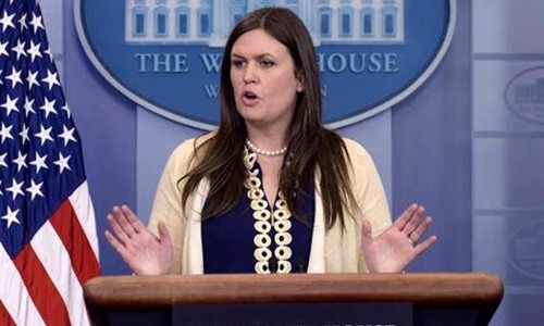 Phó thư ký báo chí Nhà Trắng Sarah Huckabee Sanders. Ảnh:AP