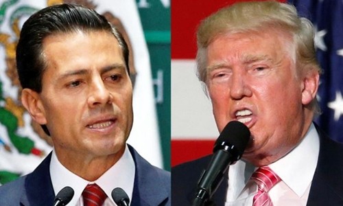 Tổng thống Mỹ Donald Trump (phải) và người đồng cấp Mexico Enrique Pena Nieto. Ảnh:Reuters.