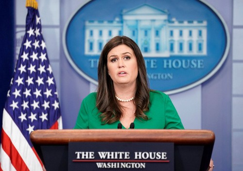 Người phát ngôn Nhà Trắng Sarah Sanders. Ảnh:Reuters.