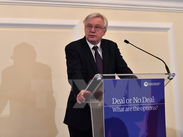 Bộ trưởng phụ trách vấn đề Brexit của Anh David Davis phát biểu tại thủ đô London ngày 21/11. (Nguồn: AFP/TTXVN)