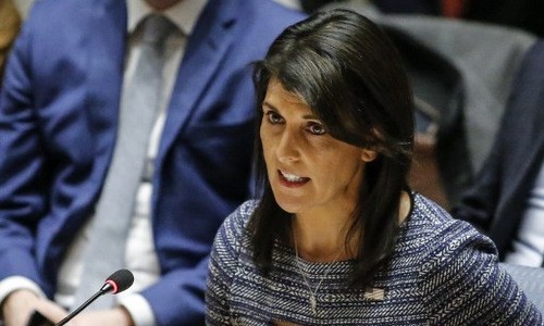 Đại sứ Mỹ tại Liên Hợp Quốc Nikki Haley. Ảnh:AFP.