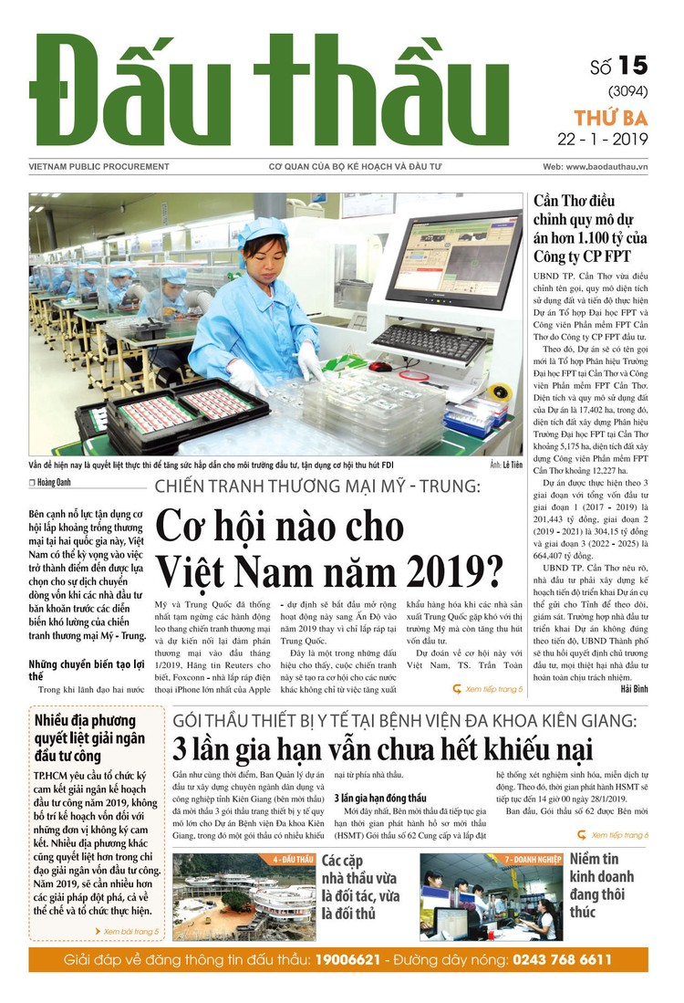 Báo Đấu thầu số 15 ra ngày 22/1/2019