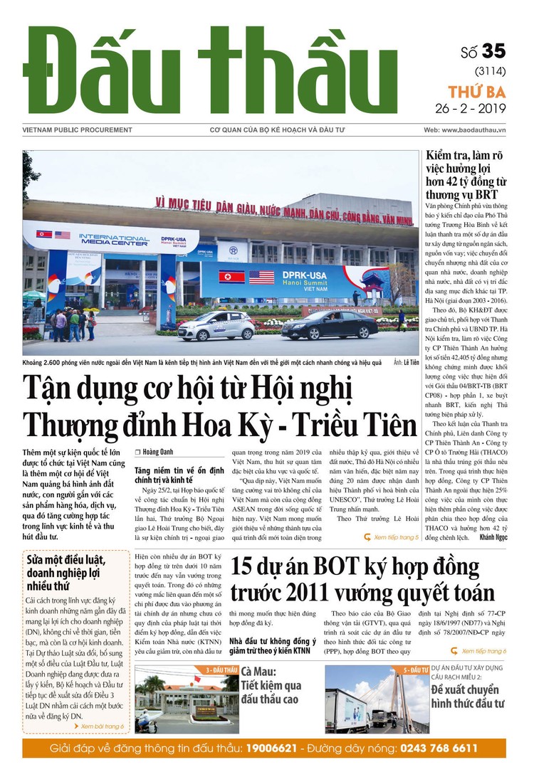 Báo Đấu thầu số 35 ra ngày 26/2/2019