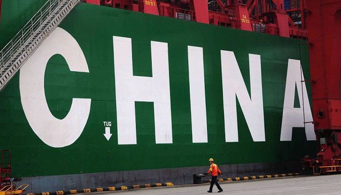 Dòng chữ "China" (Trung Quốc) tại một cảng biển ở Thanh Đảo - Ảnh: Getty/CNBC.