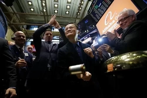 Nhà sáng lập Alibaba Jack Ma trong IPOtại Mỹ năm 2014. Ảnh:Bloomberg