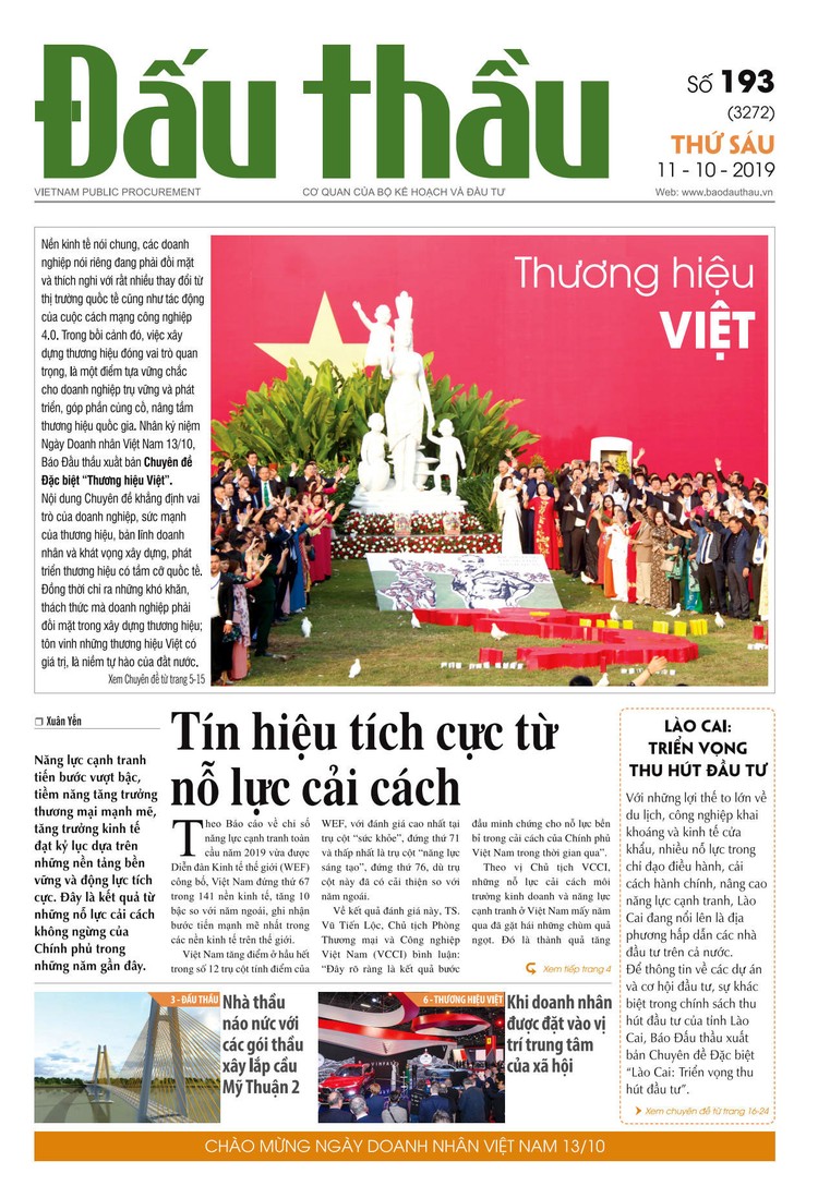 Báo Đấu thầu số 193 ra ngày 11/10/2019