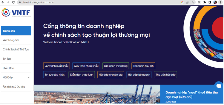 Ra mắt Cổng thông tin doanh nghiệp về chính sách tạo thuận lợi thương mại