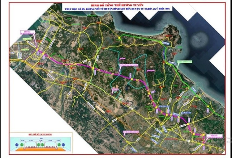Mô phỏng tuyến Hoàng Sa - Dốc Sỏi (màu tím)