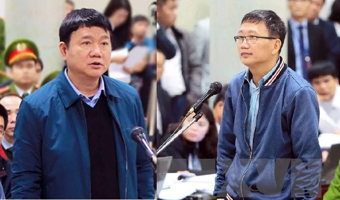 Hai bị can Đinh La Thăng và Trịnh Xuân Thanh đưa ra xét xử trong một vụ án khác. Ảnh: TTXVN