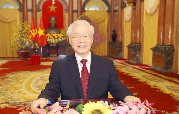 Tổng Bí thư, Chủ tịch nước Nguyễn Phú Trọngchúc Xuân mới Tân Sửu 2021. Ảnh: TTXVN