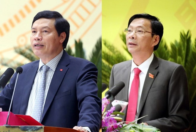 Xóa tư cách chức vụ Chủ tịch UBND tỉnh Quảng Ninh đối với ông Nguyễn Đức Long và ông Nguyễn Văn Đọc (bên phải). Ảnh: TTXVN