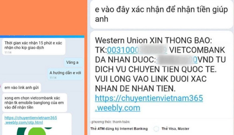 Các đối tượng lừa đảo dẫn dụ bị hại đăng nhập vào đường link
website giả mạo