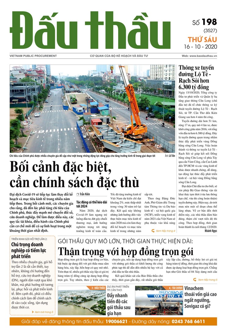 Báo Đấu thầu số 198 ra ngày 16/10/2020