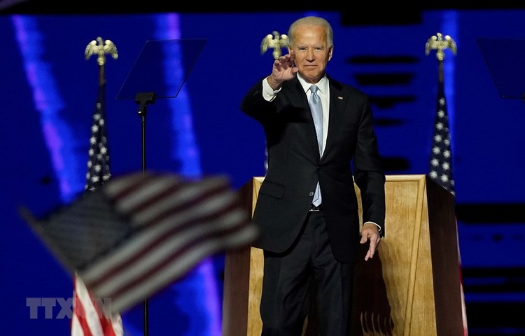 Ông Joe Biden phát biểu tại Wilmington, bang Delaware, Mỹ, ngày 7/11. (Ảnh: AFP/TTXVN)