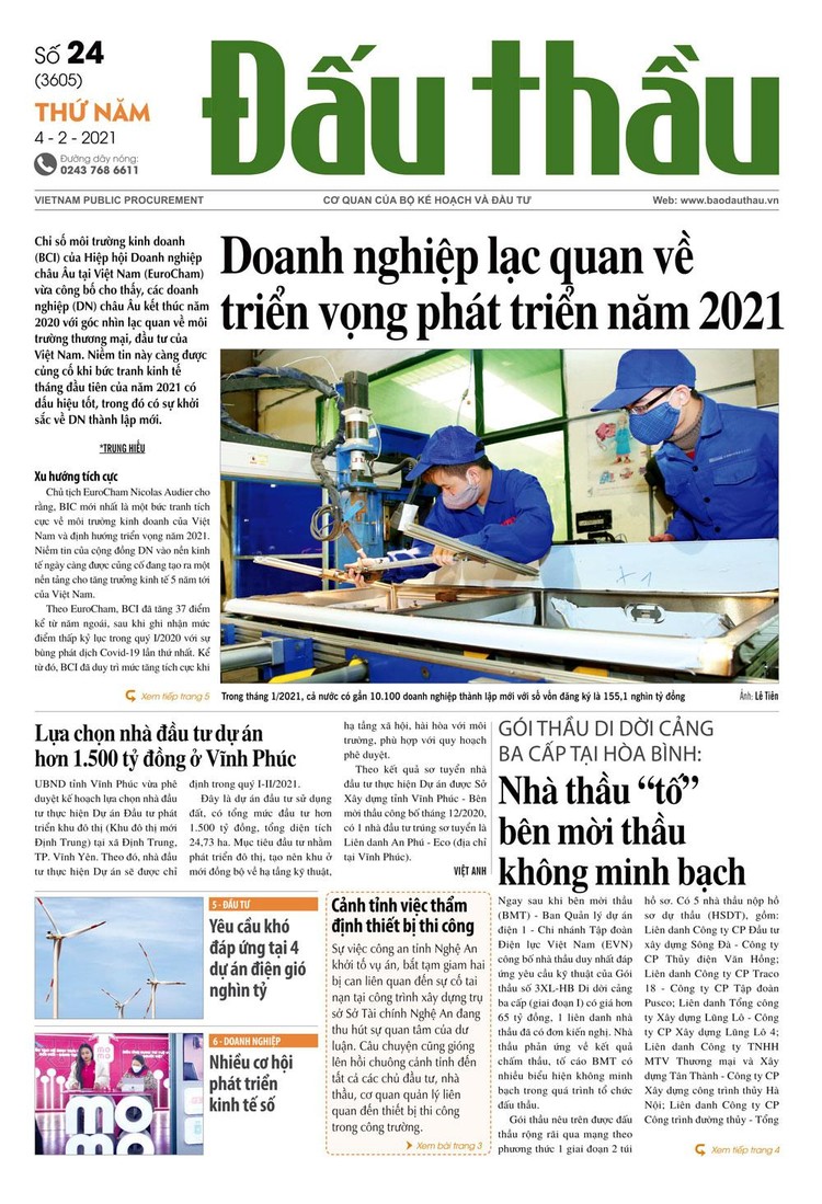 Báo Đấu thầu số 24 ra ngày 4/2/2021